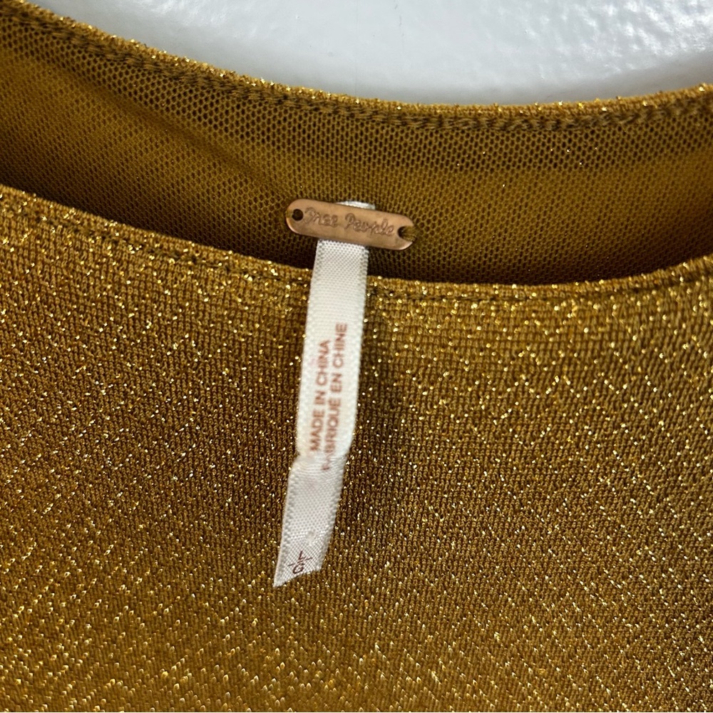 Free People sparkly gold  Long Sleeve Mini Dress - Picture 6 of 11